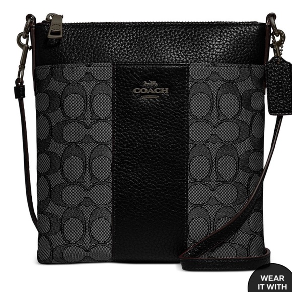 Coach Handbags - Coach  black kitt signature jacquard crossbody
